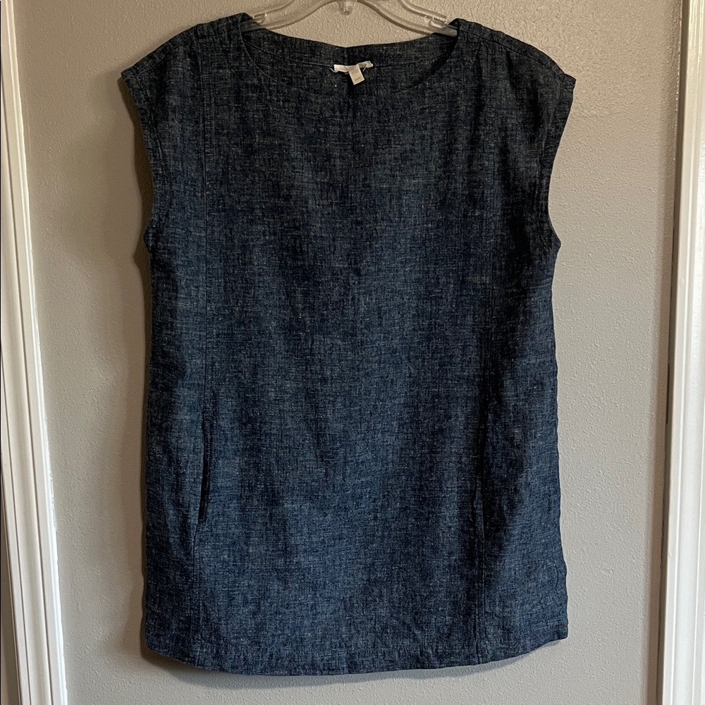 Eileen Fisher Chambray Sleeveless Tunic Top